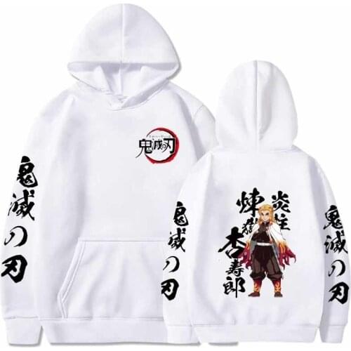 Anime Hoodies Demon Slayer Cosplay Rengoku Kyoujurou Sweatshirt Hip Hop Oversized Loose Casual Pullover Unisex Sweater 2021 Top