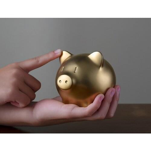 TOP COOL GOOD kids Surprise gift # Global Limited Edition Handmade gold Cartoon pig copper Piggy bank statue Ornament