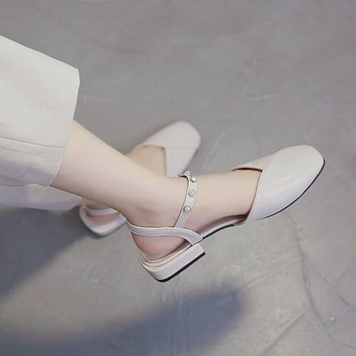 Office Ladies Classics Retro Pearl Pumps Women Designer Party Dress Shoes Summer Fashion Leather Sandals White Black High Heels