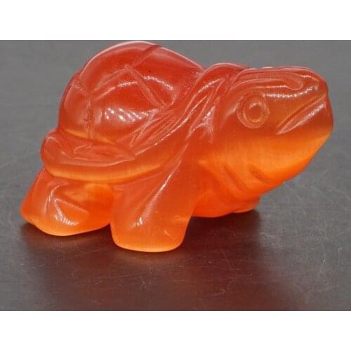 2" Man Made Cats Eye Crystal Hand-Carved Turtle Staue Crafts Home Decor