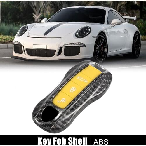 Uxcell 1 Set Carbon Fiber Pattern Painted Key Cover Fob Shell Cover for Porsche Panamera Cayenne Taycan 971 911