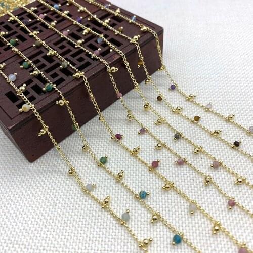 Gorgeous Golden Yellow Bracelet Necklace Handicraft Faceted Natural Stone Beads Copper Chain Jewelry Handmade Wholesale 3mm