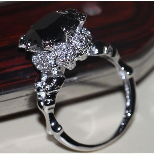 Choucong Victoria Wieck Vintage Jewelry 10Kt White Gold Filled Black AAA CZ Simulated stones Party Wedding Women Ring Size5-11