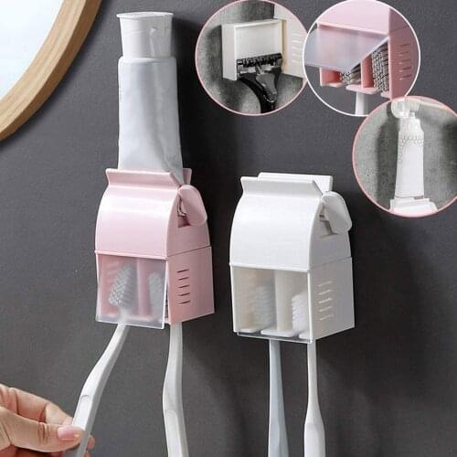 Toothbrush Holder With Toothpaste Squeezer And Shaver Holder Multifunctional Toothbrush Toothpaste Dispenser Rack tandenborstel