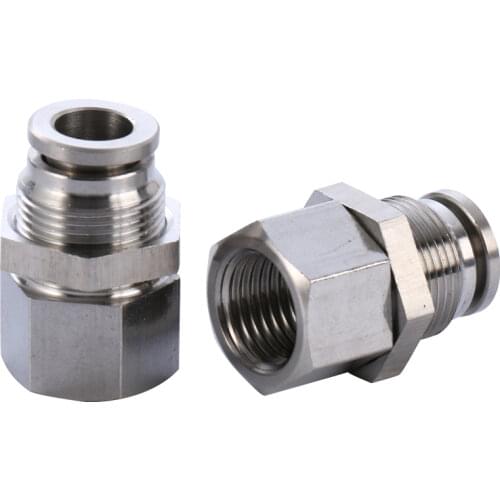 1/4" 1/2" BSP Female x 6/8/10/12mm Press Fit Push In Bulkhead Connnector Air Pneumatic 304 Stainless Panel Install Homebrew