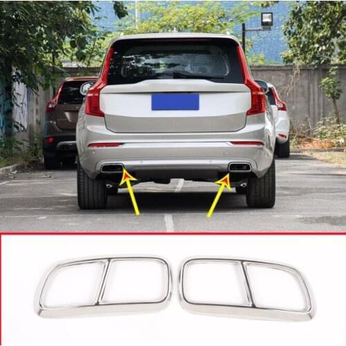 2pcs Stainless Steel Pipe Throat Exhaust Outputs Tail Frame Cover Trim For Volvo XC90 2015-2019 Muffler Cover Accessories