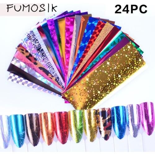 24 Sheets Nail Art Foils Laser Shinning Mixed Beauty Transfer Tips Sticker Craft DIY Universe Decorations