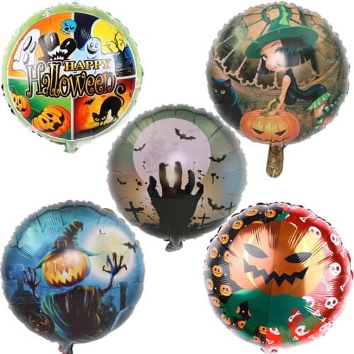 50PC 18inch Halloween Balloons Happy Halloween Decoration Cat Ghost Globos Bat Square Foil Balloons Kids Birthday Party Supplies
