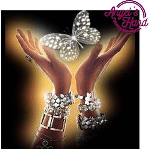 5D diy diamond painting Butterfly and hand cross stitch spuare&round Rhinestones embroidery plastic craftsFull diamond painting