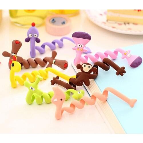 6pcs Korean fashion lovely Cute Cartoon Cable Long wire Winder Earbud Silicone Cable Cord Holder Cable Organizer
