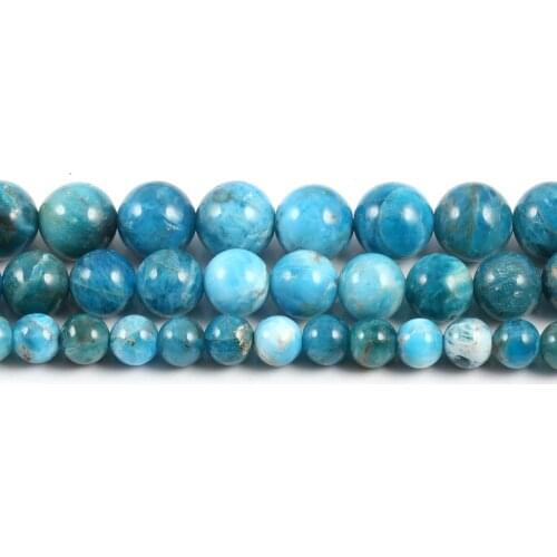 A+ Natural Blue Apatite Gem Stone Beads Round Loose Beads For Jewelry Making DIY Bracelet Pendant Necklace 6/8/10mm 15