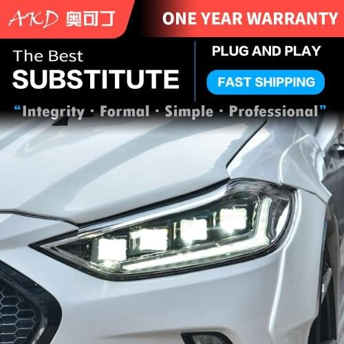 AKD Car Styling Headlights for Hyundai Elantra Headlights 2016-2019 LED Headlight DRL Head Lamp Led Projector Automotive