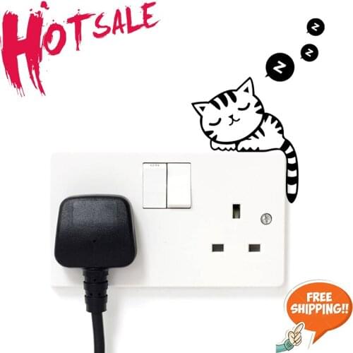 Cartoon Animal Cat Room Decor PVC Switch Outlet Wall Sticker Home Decoration Accessories Wall Sticker Kitchen Home Decor For Kid