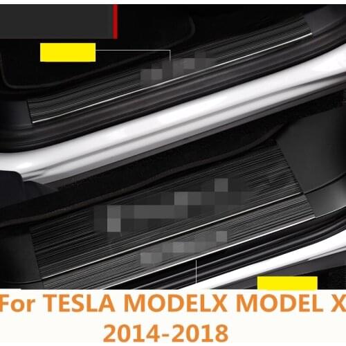 For TESLA MODELX MODEL X 2014-2018 Stainless Steel Side Door Sill Scuff Plate Gaurds Pedal Pad Protector Car Auto Accessories