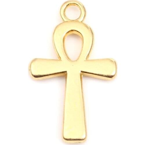 DoreenBeads Zinc Based Alloy Religious Charms Cross Gold/Silver Color Pendants DIY Making Necklace Jewelry 22mm x 13mm, 50 PCs