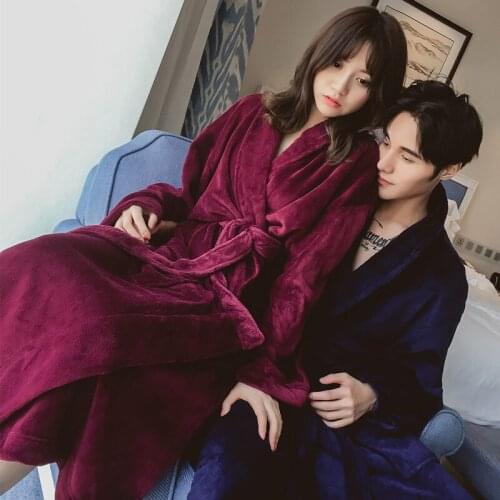 On Sale Extra Long Soft as Silk Flannel Bathrobe Winter Warm Bath Robe Mens Dressing Gown Bathrobes Kimono Robes