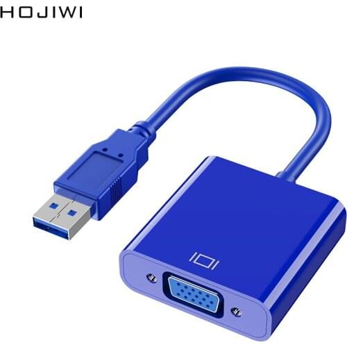 HOJIWI USB 3.0 To VGA Adapter Cable External Graphic Card Video Multi-display Converter Adapter For PC Laptop Windows 10 AD25