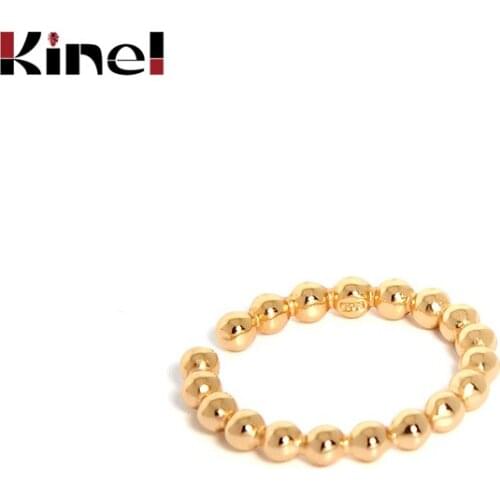 Kinel 925 Sterling Silver Open Finger INS simple geometric bead beading Rings for Women Free Size Fashion Jewelry Adjustable