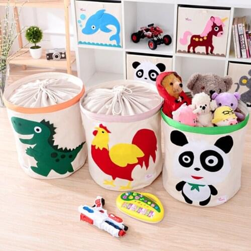 Childrens Toy Storage Basket Beam Mouth Oxford Cloth Storage Basket Washable Toy Storage Bucket Dirty Clothes Basket