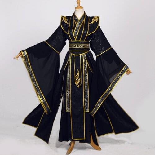 RSF Black Male Swordmen Prince Cosplay Costume Arrow Sleeve Night Assassin Unisexual Hanfu for Drama The Untamed XueYang Photo