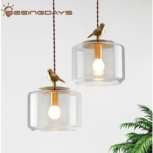 Free shipping Nordic Bed Head Chandelier Creative ba tai deng Simple Modern Bedroom Light Cool Birds Glass Chandelier Restaurant