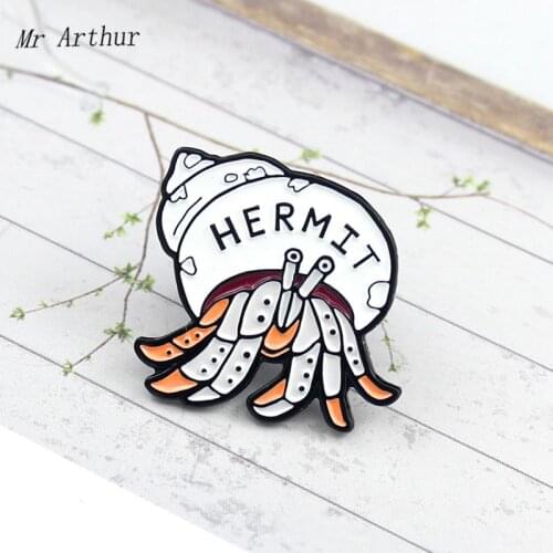 Cute Hermit Crab Enamel Pin Marine Animal Badge Brooch Backpack Clothes Lapel Cartoon Jewelry Gift for Friends