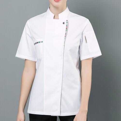 Svitania Chef Men /Women Stand Collar Summer Short Sleeve Casual Restaurant Cook Wear Catering Uniforms