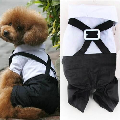 Dog Clothes Four Leg Pants Tuxedo Gentleman Pet Clothing Prince Cute Bow Tie Suit Puppy Costume Jumpsuit Jacket