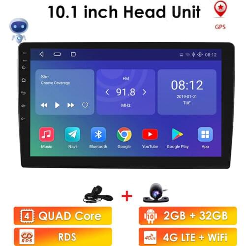 Ossuret 10.1 Inch Android 10 Quad Core 1+16G Car Multimedia Player Car Stereo 2DIN bluetooth WIFI GPS Nav Radio Video Player BT
