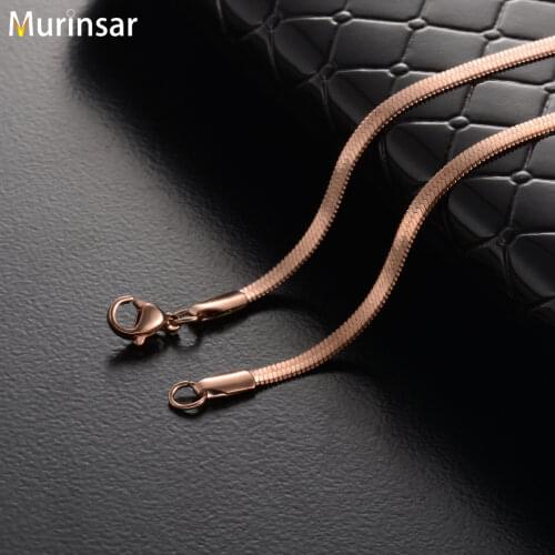 Wholesale 10PCS Women Flat Rose Gold Stainless Steel Necklace Trendy Chain Necklace for Women Stainless Steel Jewelry