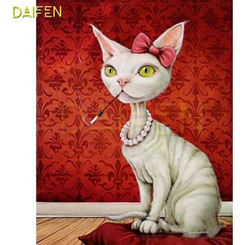 Full Round Diamond embroidery Pipe tie 3DDIY Diamond painting Cross stitch Pearl necklace Full Square Diamond mosaic Cartoon cat