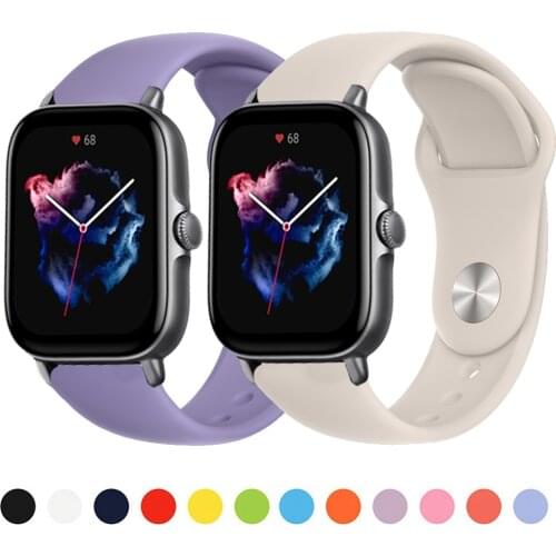 20mm/22mm Silicone band For Amazfit GTS/2/2e/GTS2 Mini/GTR 42mm/47mm/GTR2/2e/stratos 2/3 Sport Watch Bracelet Amazfit bip strap