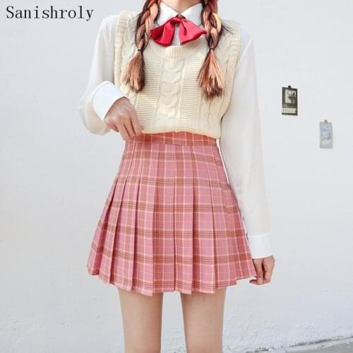 Summer Autumn Women Plaid Skirt 2021High Waist Stitching Student Pleated Skirts Ladies Cute Sweet Girls Dance A Line Mini Skirt