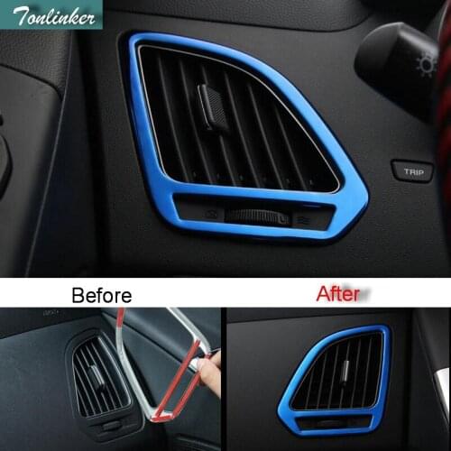 Tonlinker 2 PCS DIY Car styling stainless steel front Air conditioning outlet vent light box case for HYUNDAI ix35 accessories