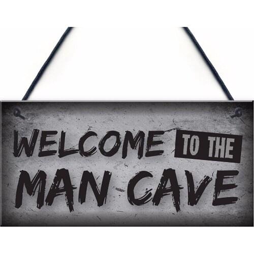 Meijiafei Welcome Man Cave Plaque Funny Sign Fathers Day Gift Games Room Boys Bedroom Birthday Gift 10" x 5"
