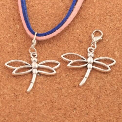Hollow Dragonfly Clasp European Lobster Trigger Clip On Charm Beads C769 18pcs 32.5x39mm Zinc Alloy