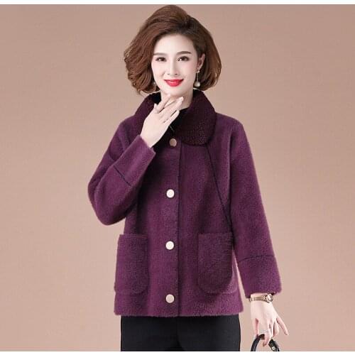Women Winter Jacket High Quality Thick Faux Mink Fur Knitted Cardigan Sweater Middle-aged Mother Wool Coat Plus Size 3XL W2205