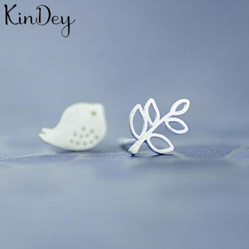 Kindey Luxury Silver Color Bird Leaf Earrings For Women Hot Fashion Bridal Wedding Earrings Brinco Bijoux