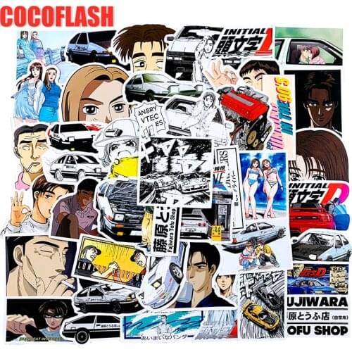 10/50Pcs/Set Initial D Cartoon Anime Waterproof Stickers For Skateboards Laptop Luggage Scrapbook Bicycle Guitar Suitcase Car
