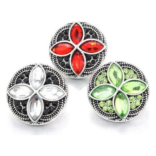 10PCS/LOT High Quality 3 Colors 18mm Cross Metal Crystal Snap Jewelry Rhinestone Bracelet Charm fit Button Snaps bracelets