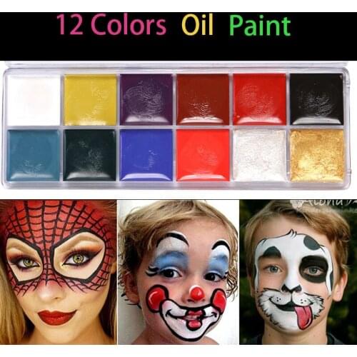 12 Colors Face Body Art Painting Body Paint Oil Painting Safe Kids Tattoo Makeup Cosmetic Bodypainting Halloween Beauty Palette