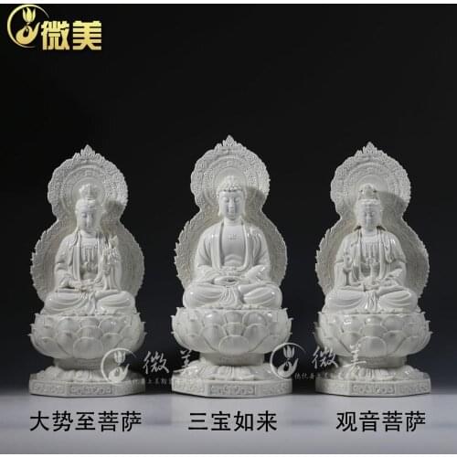 16 inch screen Sam West like Bodhisattva mahasthamaprapta Amitabha Dehua ceramic Buddha