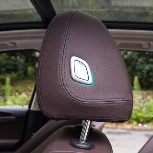 For BMW X3 2018 4PCS ABS Chrome Car Seat Headrest Pillow Adjusting Button Cover Cap Trim Car Styling Accessories