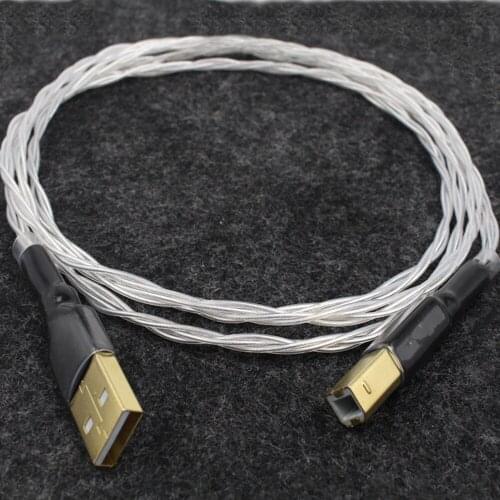 5NOCC Single Crystal Silver Hifi Data Cable DAC USB 2.0 A To B , A To A Cable, Hi-END Type A To Type B Audio Cable