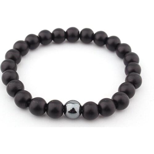 Natural Black Frosted Stone Bead Bracelet Fashion Accessories Jewelry