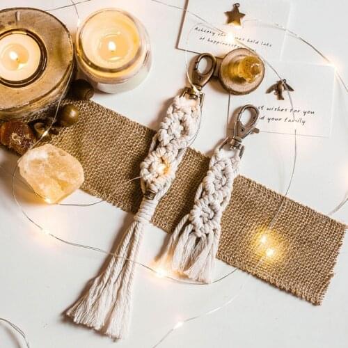 Handcrafted Wind Chimes Mini Macrame Keychains Boho Bag Charms With Tassels For Car Key Purse Wallet Decorations Gift