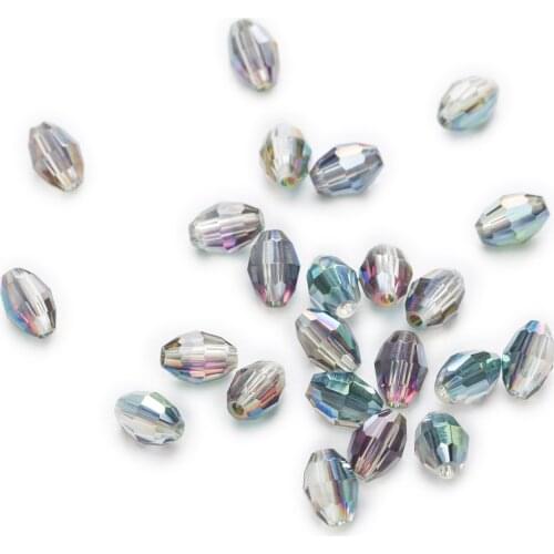 50 Piece Fuchsia Green Olive Cut Faceted Crystal Glass Spacer Beads Jewelry Making 6-11mm