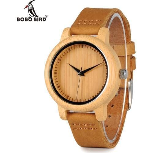BOBO BIRD WA10 Women Watches Bamboo Wooden Watch Real Leather Band Quartz Watch As Gift For Ladies Accept OEM Relogio
