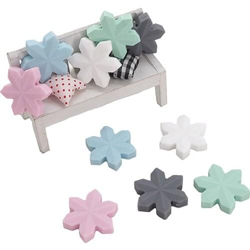 Chenkai 10PCS Snowflake Silicone Beads Baby Cartoon Teether Food Grade For DIY Baby Soomthing Nursing Pacifier Chain Gifts