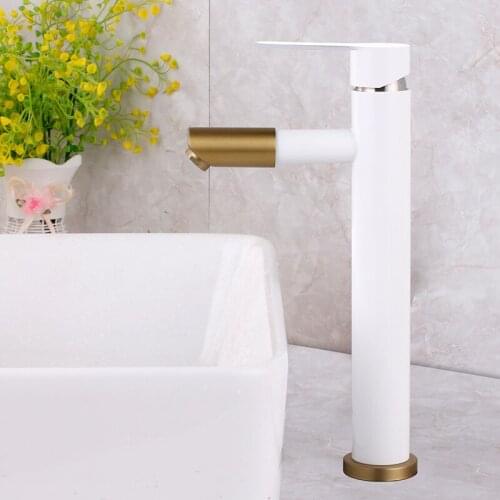 Black or white paint bathroom basin faucet 360 degree rotate water mouth